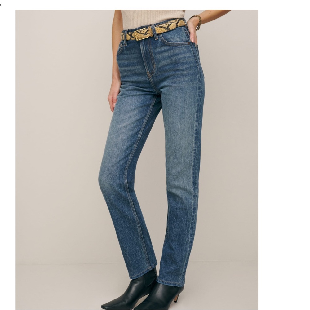 Reformation Ultra High Waist Straight Leg Jeans, Champlain wash